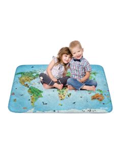 Tapis ULTRA DOUX MAPPEMONDE bleu