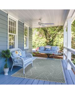 Tapis EX1 GENO REVERSIBLE vert, écru 