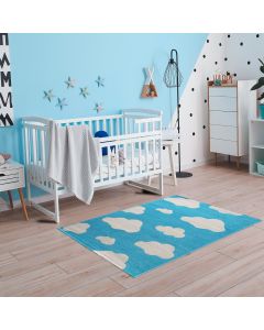 Tapis TUMAN turquois, crème