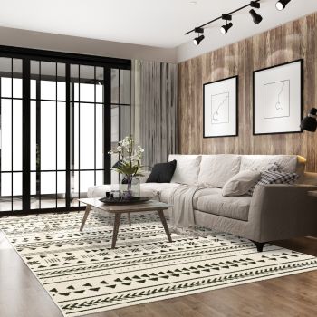 Tapis berbère ETHNY noir, crème