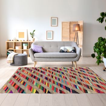 Tapis RAINBOW JUTE ET FIL RECYCLE multicolore