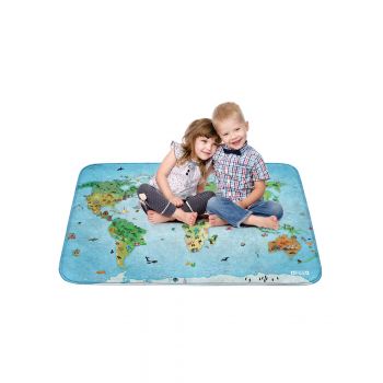 Tapis ULTRA DOUX MAPPEMONDE bleu