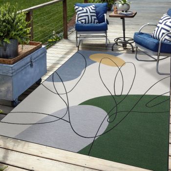 Tapis AZA beige, vert, bleu