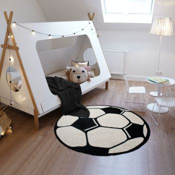 Tapis rond BALLO noir, blanc