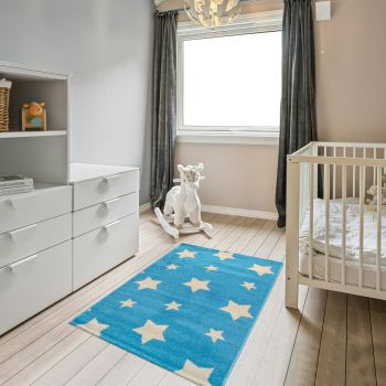 Tapis BULJI turquoise, crème