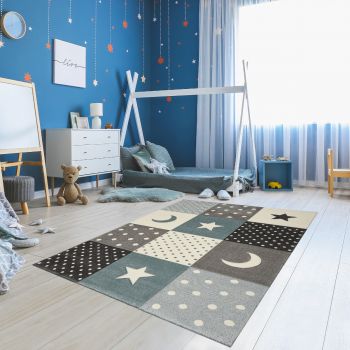 Tapis MINIKIDS 2 crème, bleu, noir